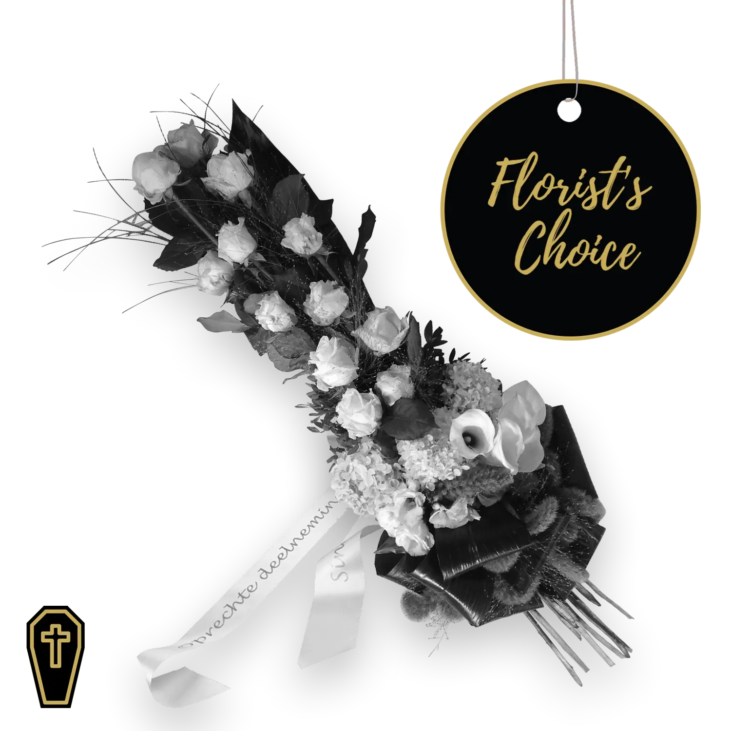 Funeral Sheaf with ribbon - Florist’s Choice