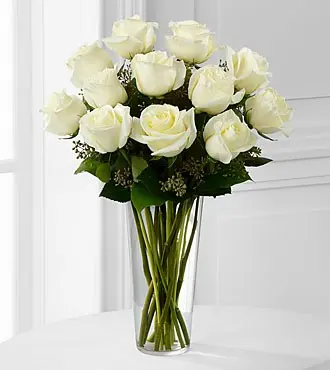 The White Rose Bouquet by - VASE INCLUDED