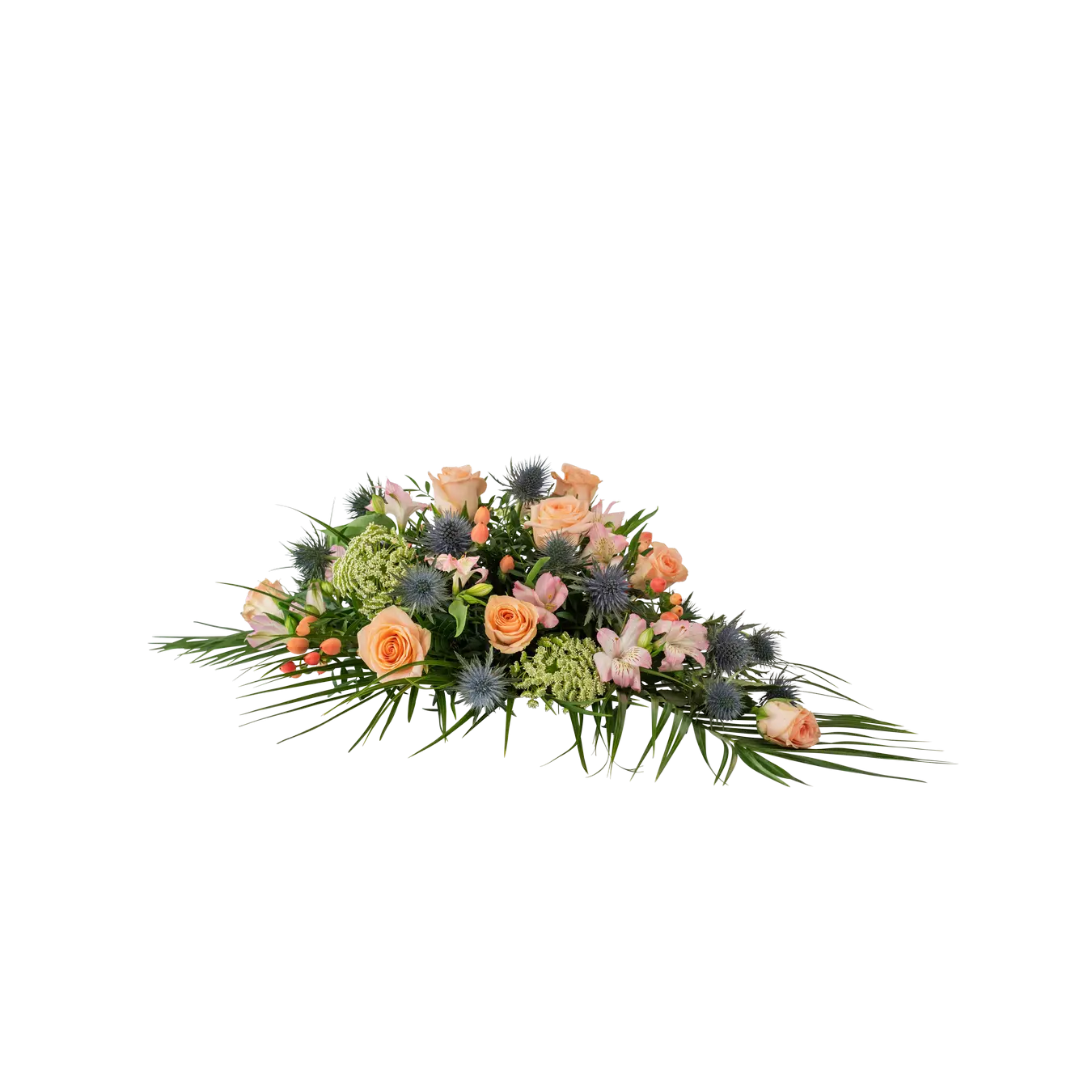Funeral Bouquet Medium Winter Spring Flowers W Ribbon 240168