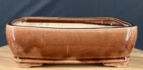 Antique Terracotta Bonsai Pot Rectangle 10.75" x 8.25" x 3.25"