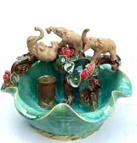 Ceramic Table Top Water Fountain 13" x 12" x 9"