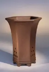 Ceramic Orchid Pot - Unglazed Hexagon 6.0" x 9.0"