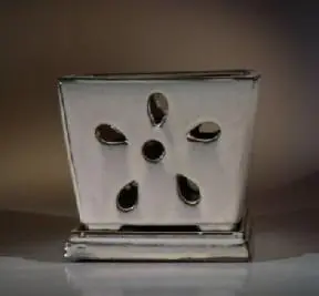Ceramic Orchid Pot - 7.25" x 6.25" Square With Attached Saucer