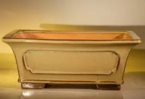 Olive Green Ceramic Bonsai Pot - Rectangle Professional Series 12.0" x 9.5" x 4.75"