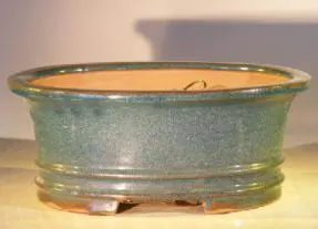 Blue/Green Ceramic Bonsai Pot - Oval Professional Series 10" x 8" x 4"
