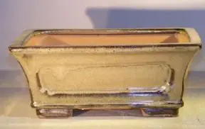 Olive Green Ceramic Bonsai Pot - Rectangle 10" x 8" x 4"