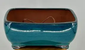 Blue / Green Ceramic Bonsai Pot - Rectangle Professional Series 10" x 8" x 4"