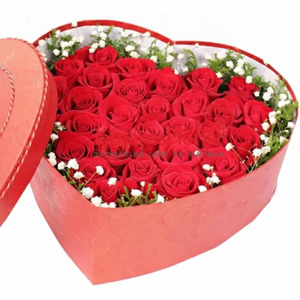 Romantic Red Roses in a Heart-Shaped Box (Basic)