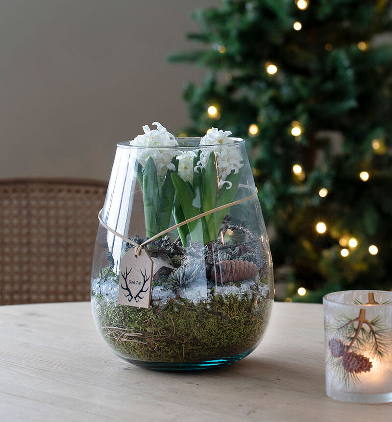 White spires in a glass vase