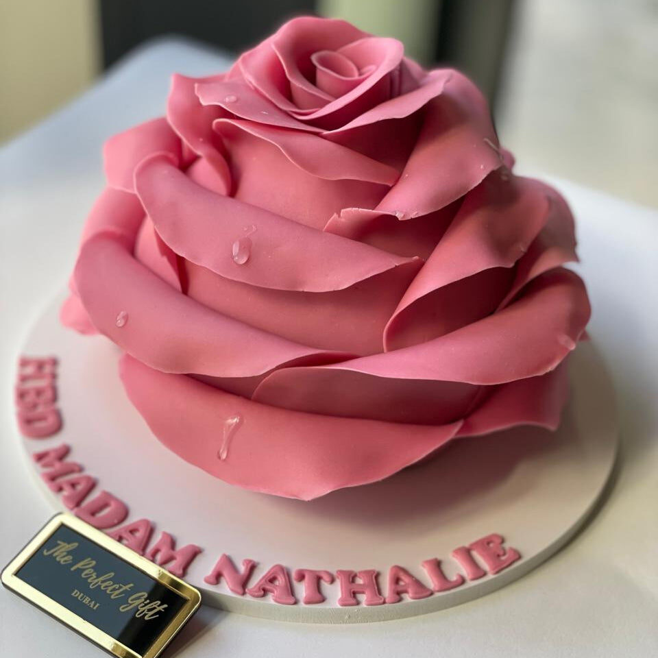 Pink Rose Shaped Cake