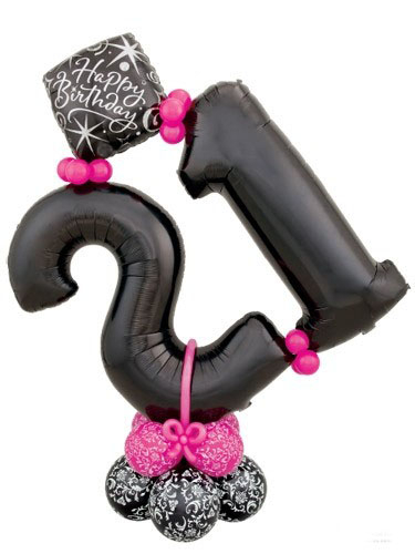 Black And Pink Age Balloon Stand