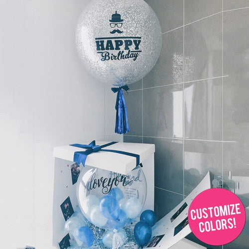 Blue Bubble Balloon Surprise Box