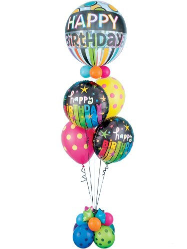 Rainbow Polka Birthday Balloon Bouquet