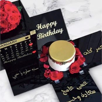 Personalized Acrylic Magic Box with Roses & Cake