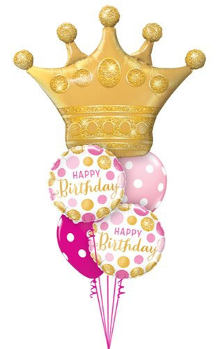 Happy Birthday Princess Pink And Gold Balloon Bouquet