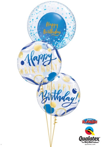 Blue Glitzy Birthday Balloon Bouquet
