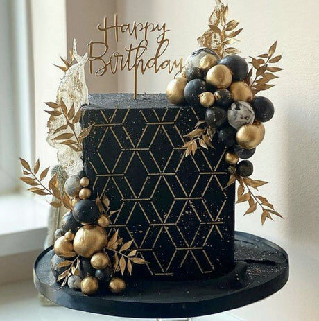 Elegant Black Birthday Cake