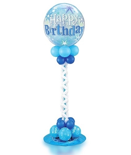 Blue Happy Birthday Balloon Stand