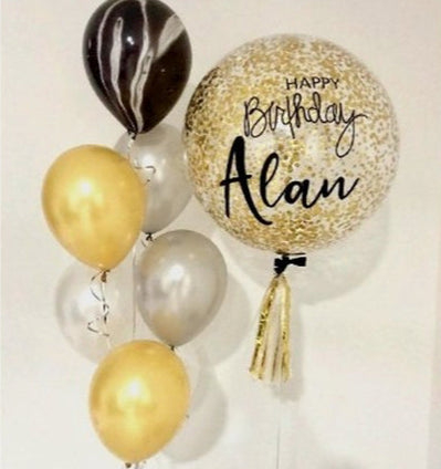 Personalised Bubble Balloon with Confetti & 6 Latex (20 Inches Balloons)