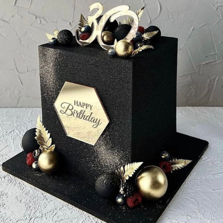 Elegant Black Rectangular Cake