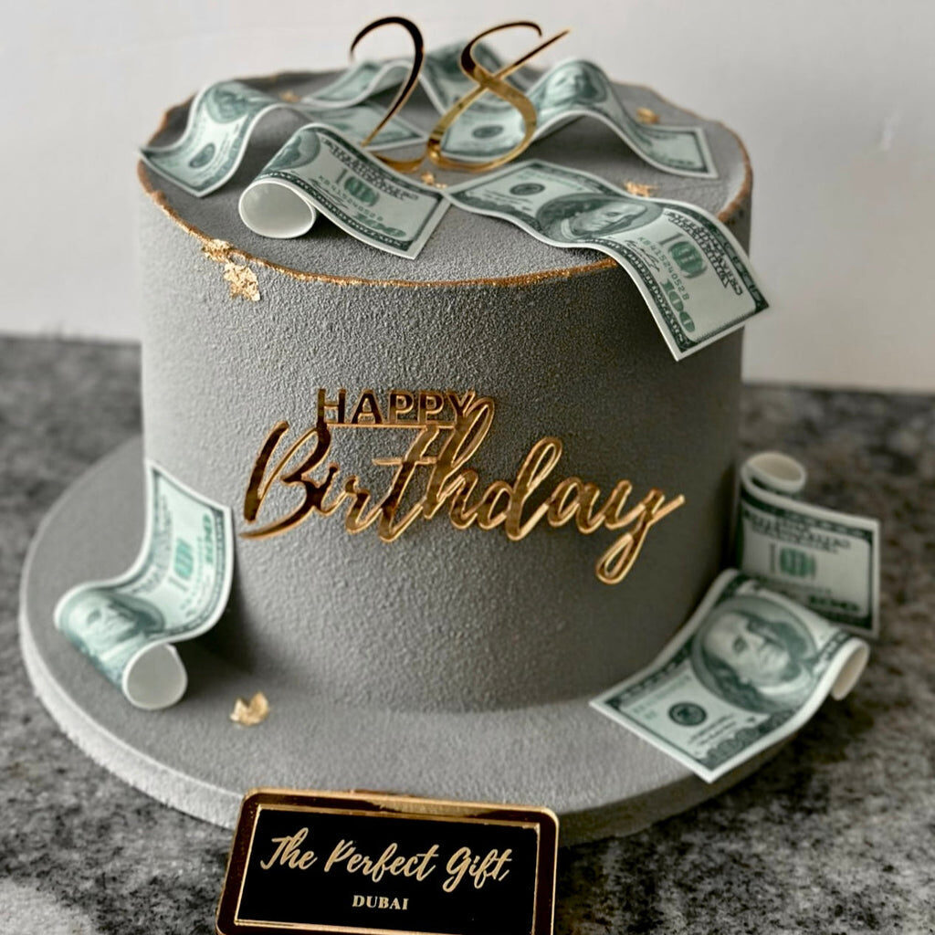 Dollars Bills Grey Cake