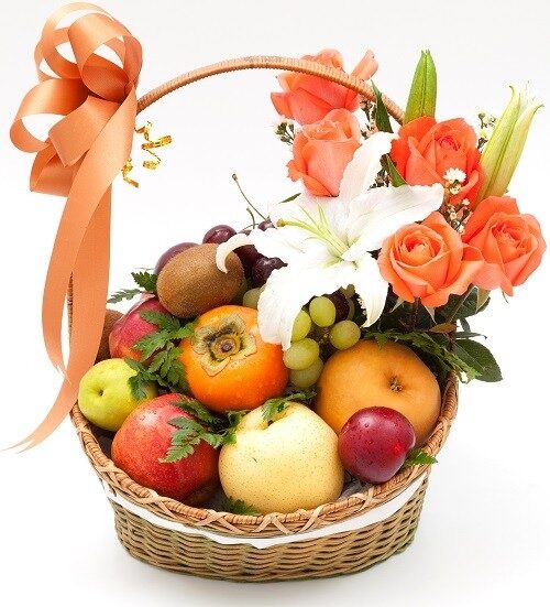 Fruit And Flower Gift Basket
