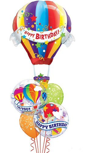 Large Hot Air Balloon Birthday Balloon Bouquet