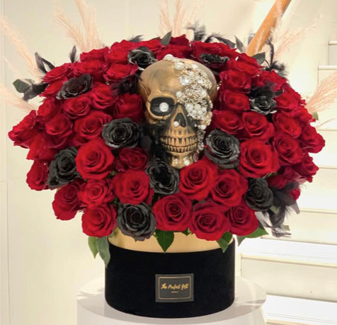 Luxurious Red Roses Skull Gift Box