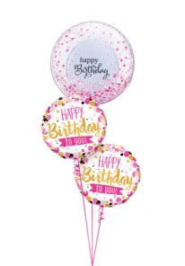 Pink Glitzy Birthday Balloon Bouquet