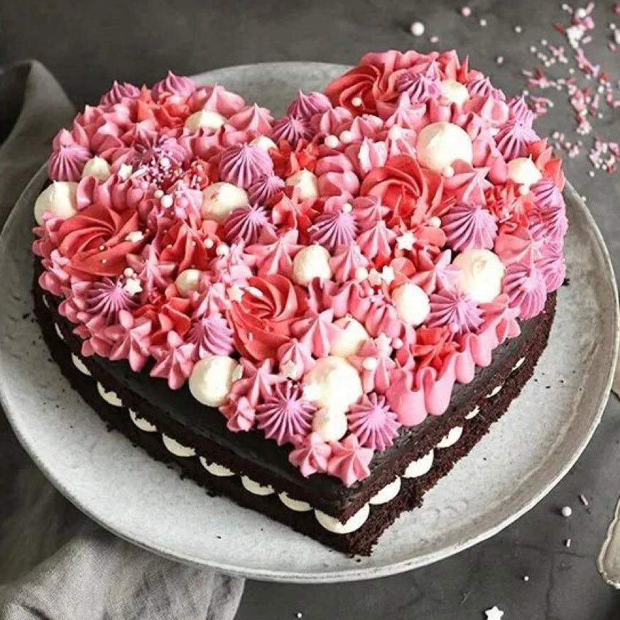 2 Layers Pink Heart Cake