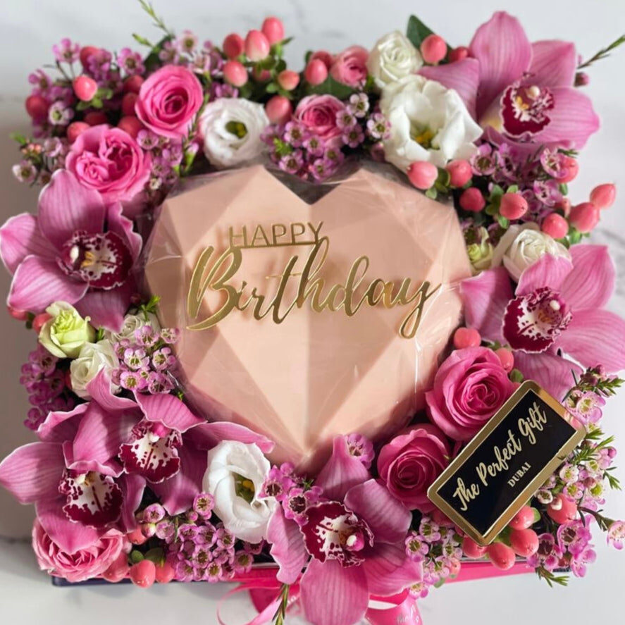Pink Chocolate Heart with Roses