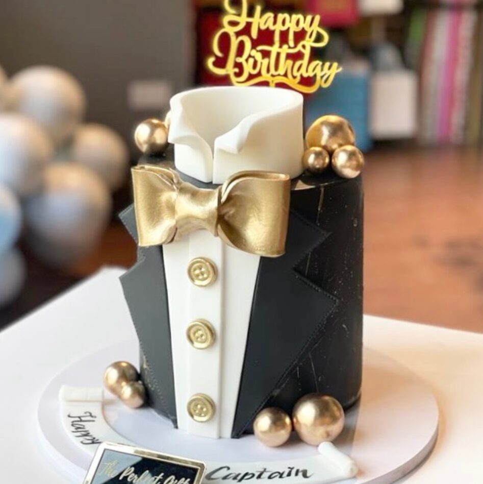 Elegant Black Tuxedo Cake