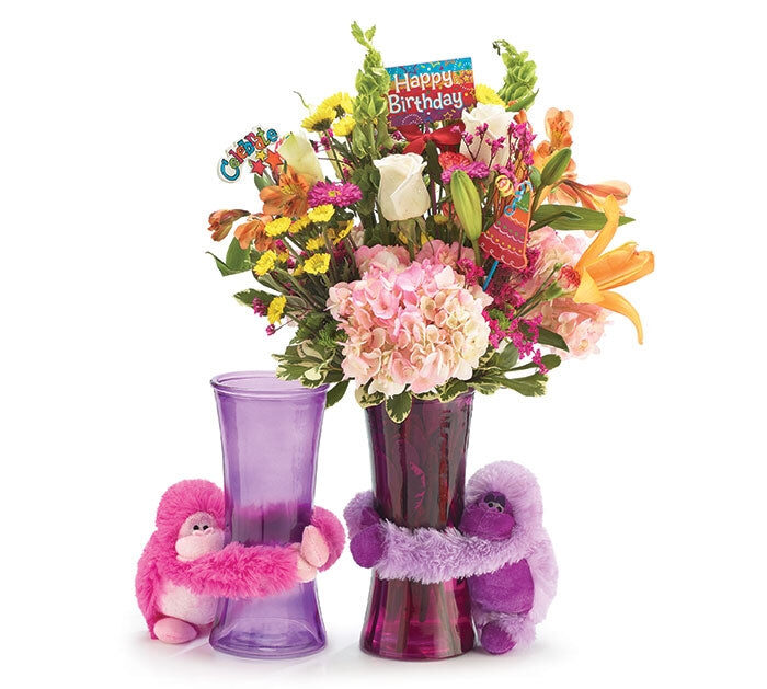 Pink / Purple Hugging Monkey Flower Vase
