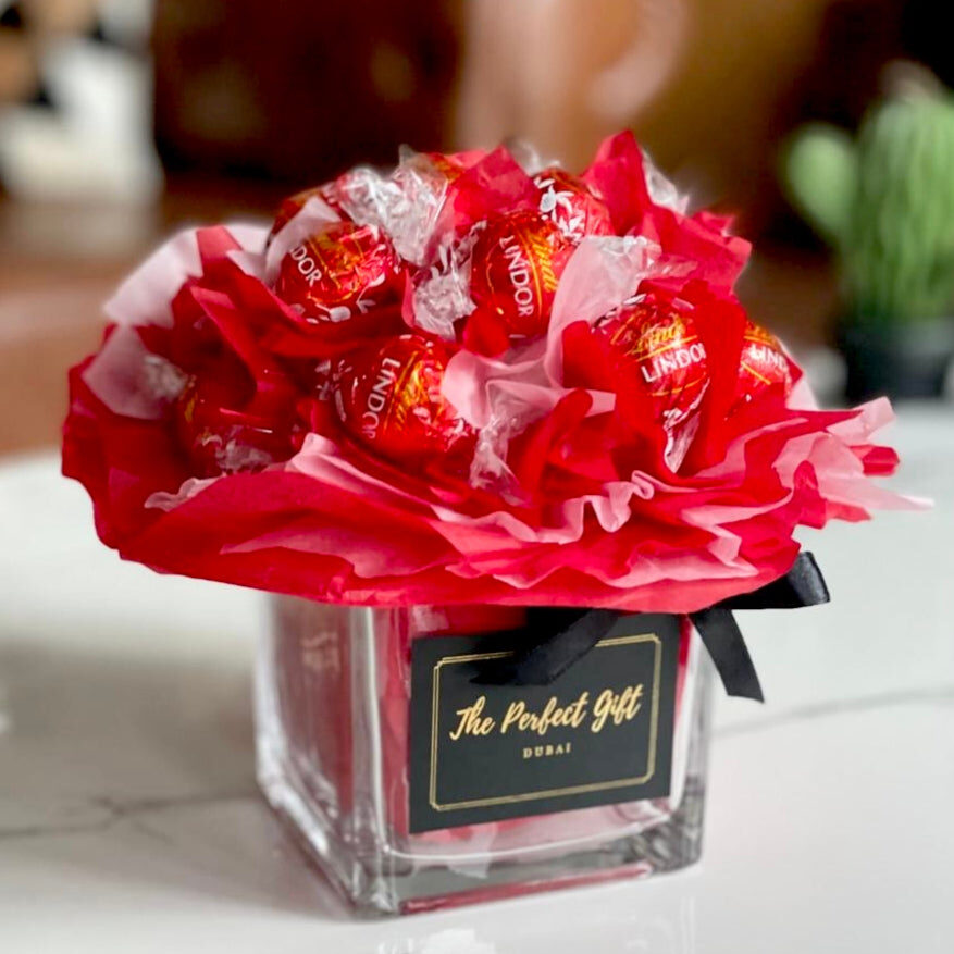 Red Lindt Lindor Truffles Chocolate Vase