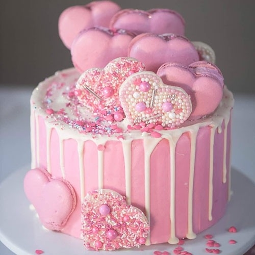 Pink Hearts Design Cake (1 KG)