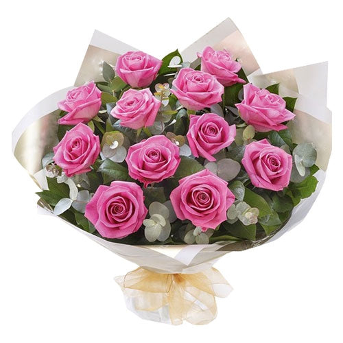 Bold Pink Roses Flower Bouquet (Small)