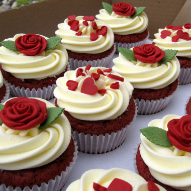 Red Velvet Rose Cupcakes