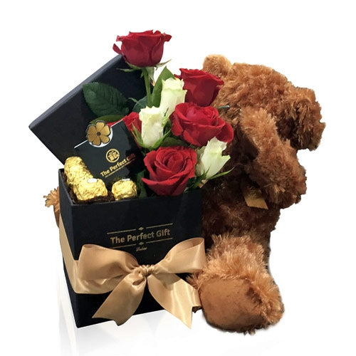 Teddy, Roses & Ferrero Gift Box