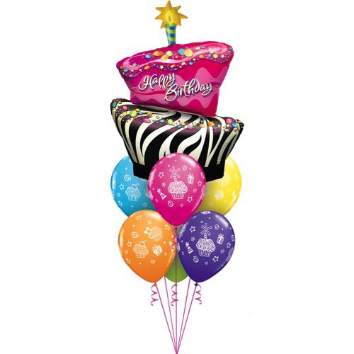 Pink Cake Birthday Balloon Bouquet