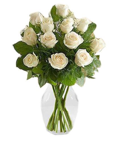 Dozen White Roses Bouquet (12 Stems)