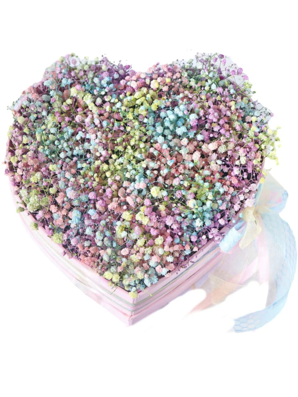 Baby's Breath Rainbow Heart Box