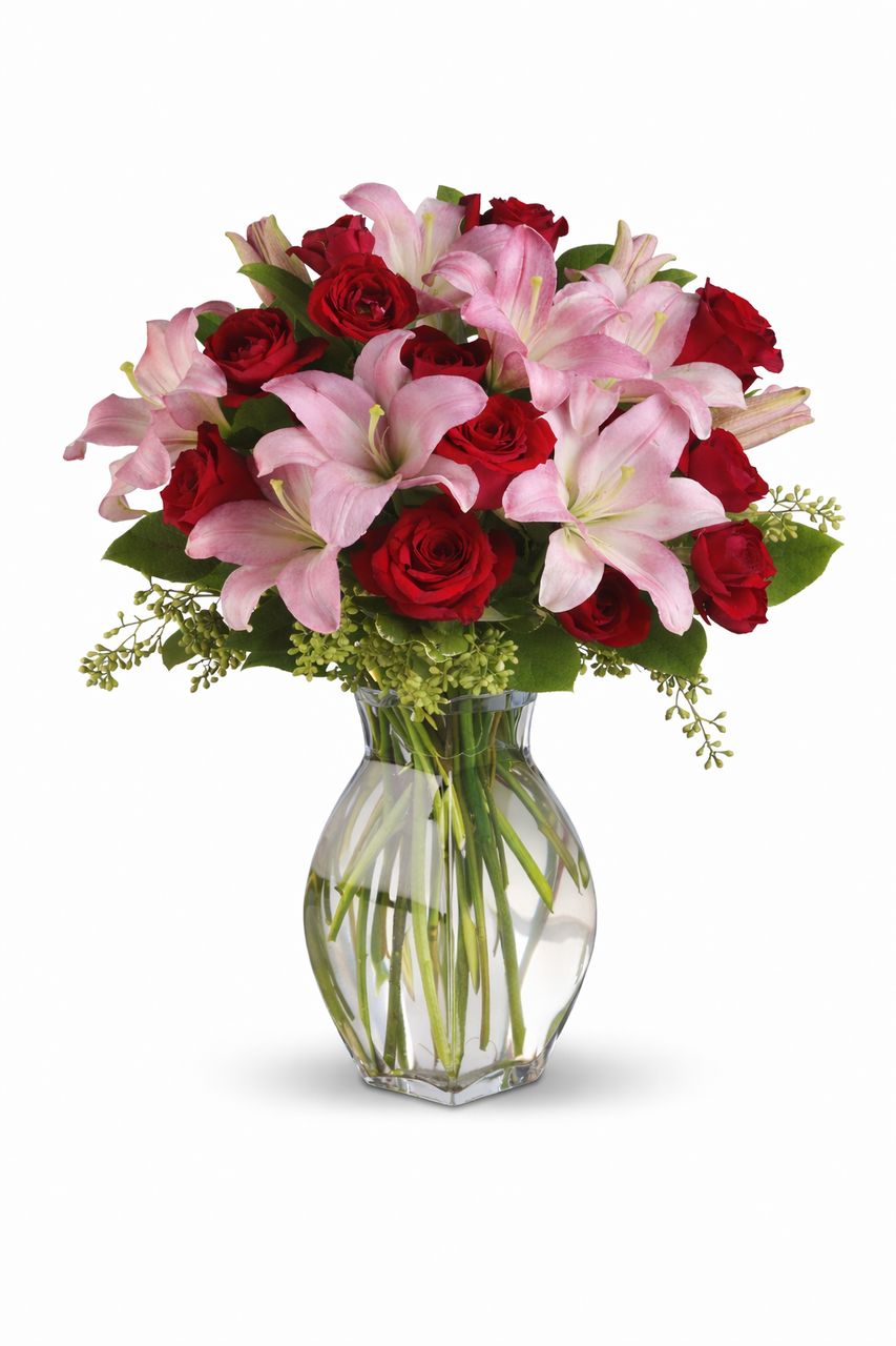 Romantic Roses & Lilies Bouquet (12 Stems)