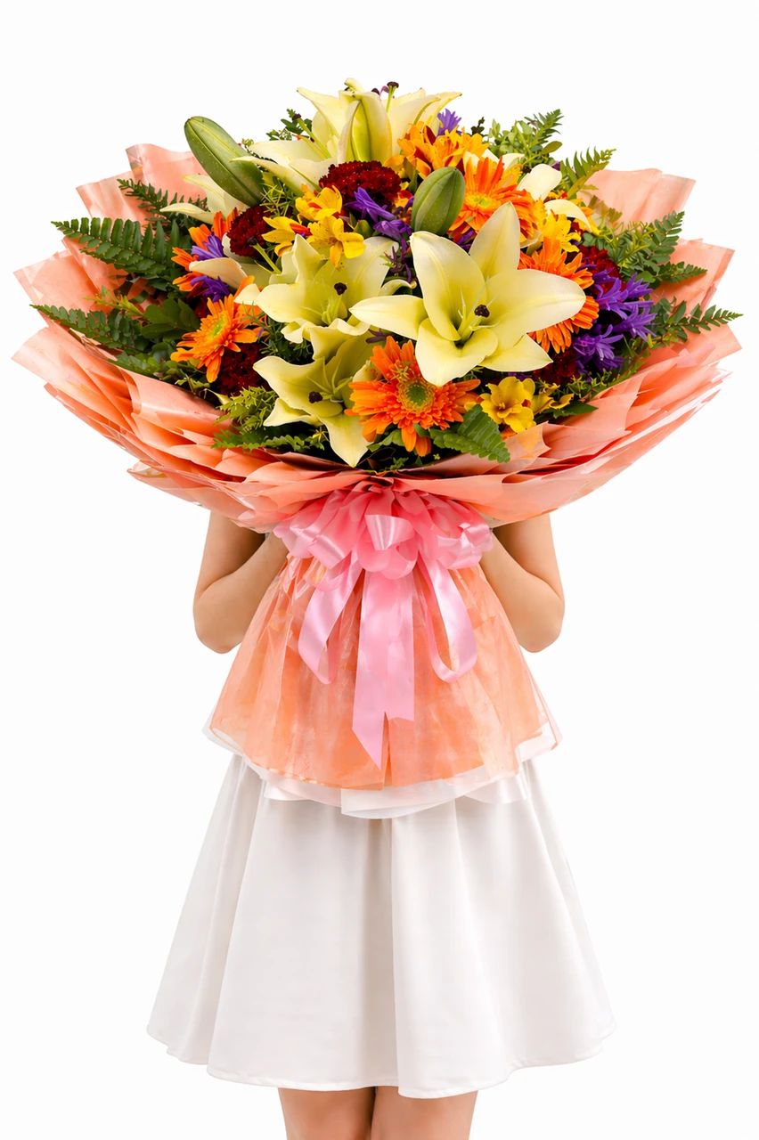 Sunburst Lilies Carnations Daisies Bouquet