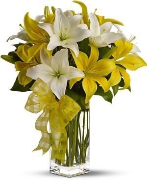 Yellow & White Lilies Bouquet (3 stems (12 flowers approx))