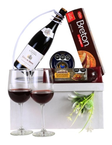 French Wine with Salami and Imported Cheese