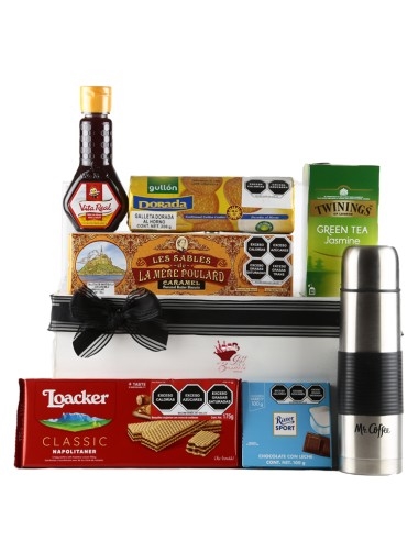 Perfect Gift Box with Thermo Mr. Coffee, Imported Cookies and Tea