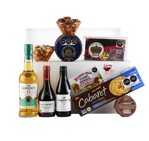 Ultimate Gift Basket with Whisky, Red Wines Duo, Cheeses, Snacks and More