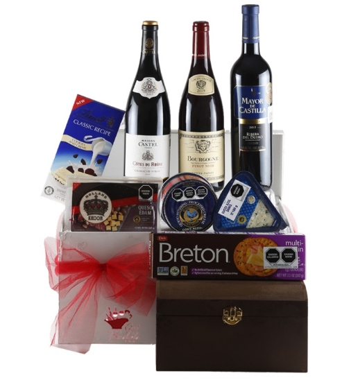 Wine Trio with Cheese, Crackers and More
