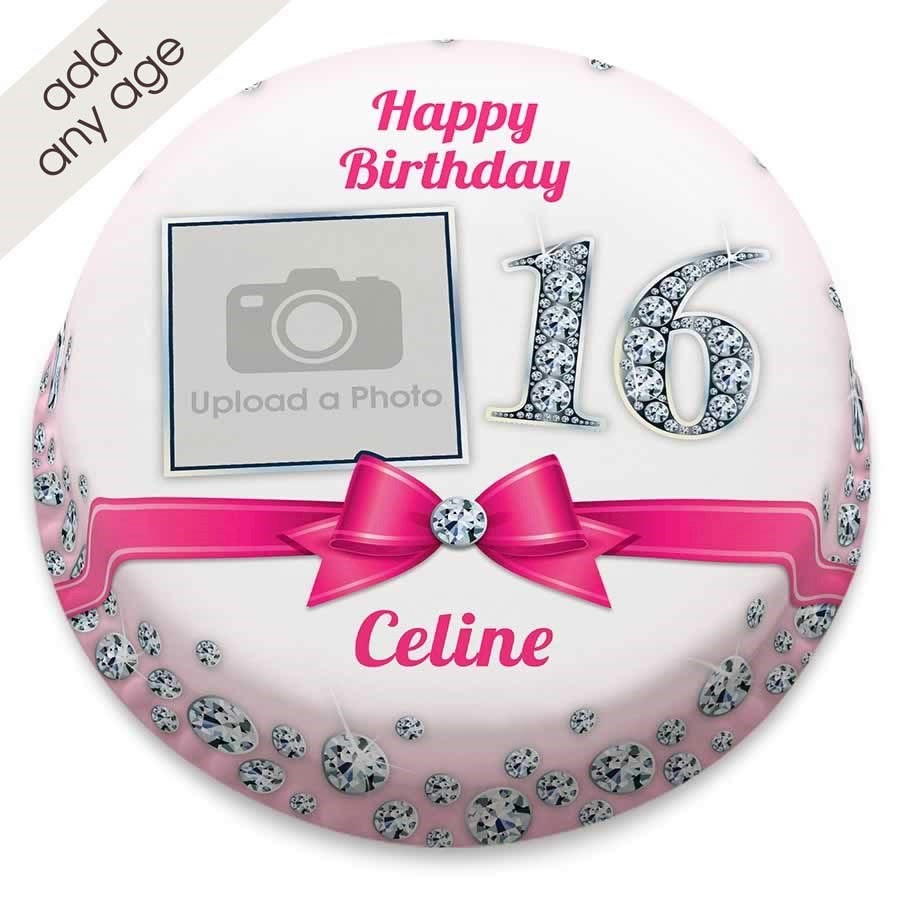 Any Age Diamond Photo Cake (Small Party Cake (Serves 10-12))