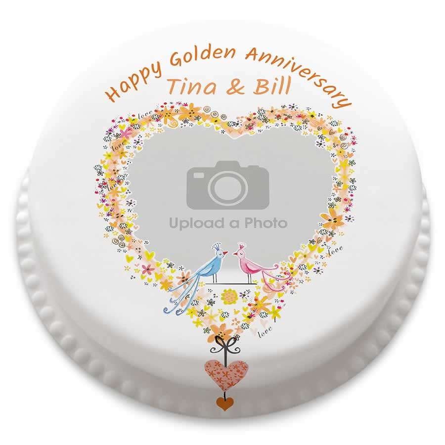 Golden Wedding Anniversary Cake (Small Party Cake (Serves 10-12))